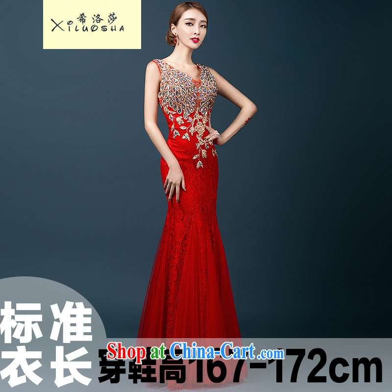 The Greek, Mona Lisa _XILUOSHA_ Evening Dress 2015 new wedding dress toast service bridal dresses shoulders crowsfoot cultivating bows dress long red cross society of China - with standard Yi Long XXL