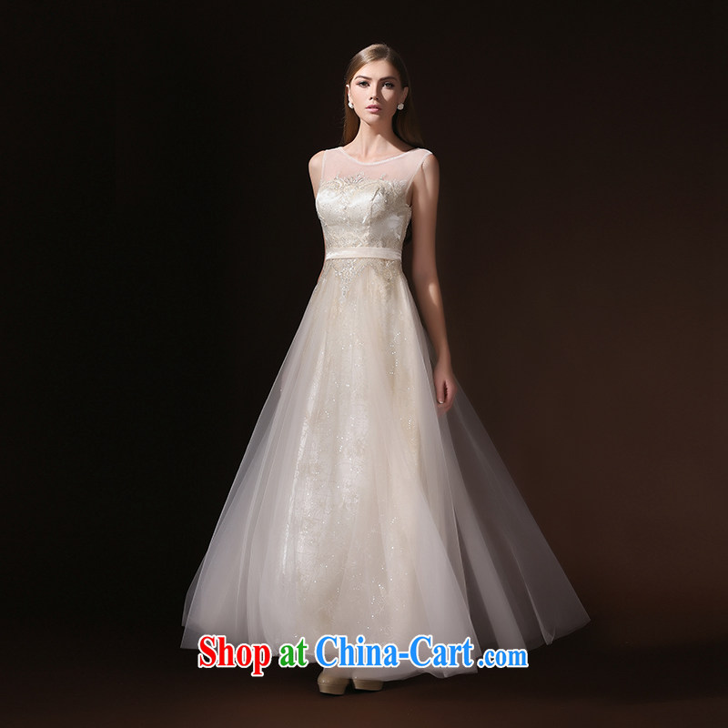 According to Lin Sa 2015 new bride toast served in Europe and summer lace chair banquet champagne color dress long champagne color L
