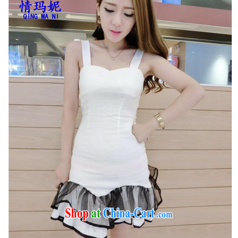 Love Princess Anne summer strap with double flouncing skirts at Merlion is cultivating graphics thin sleeveless dresses F 9611 white are code