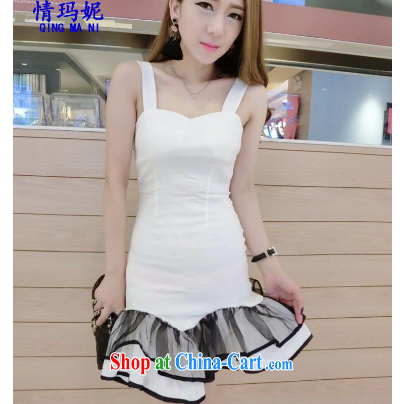 Love Princess Anne summer strap with double flouncing skirts at Merlion is cultivating graphics thin sleeveless dresses F 9611 white, code, and Princess Anne (QINGMANI), online shopping