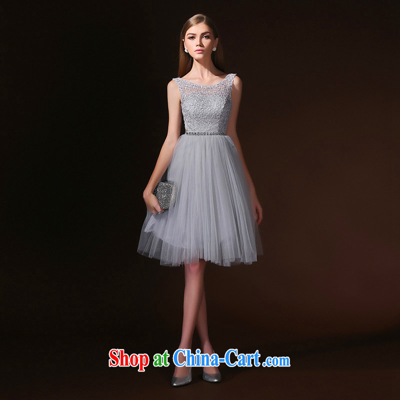 According to Lin Elizabeth new 2015 spring and summer long dress shoulders marriages served toast diamond jewelry bridesmaid Evening Dress light gray XL