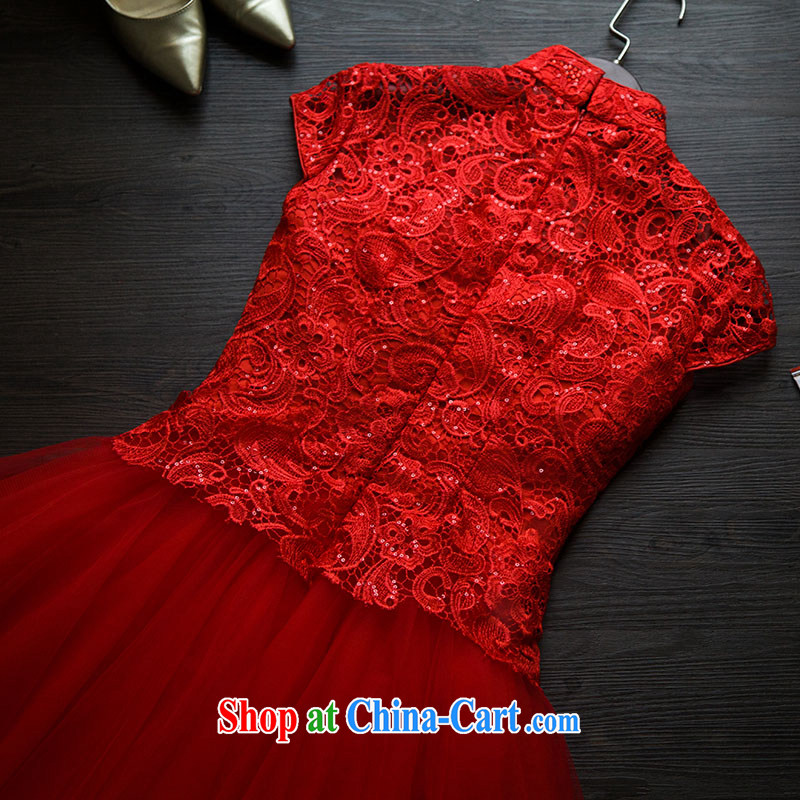 2015 new lace bows clothing Red Beauty dresses dresses wedding dresses summer shaggy short skirt, red M, love China, and shopping on the Internet