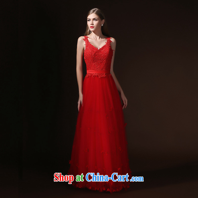 According to Lin Sa 2015 New Long Red Korean V collar bridal toast dress lace Evening Dress skirt female Red L, according to Lin, Elizabeth, and shopping on the Internet