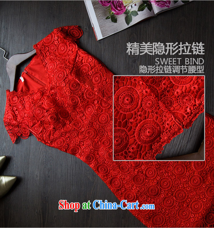 Bridal red wedding toast wedding clothes lace Chinese improved cultivation cheongsam dress summer 2015 New Red XXL pictures, price, brand platters! Elections are good character, the national distribution, so why buy now enjoy more preferential! Health