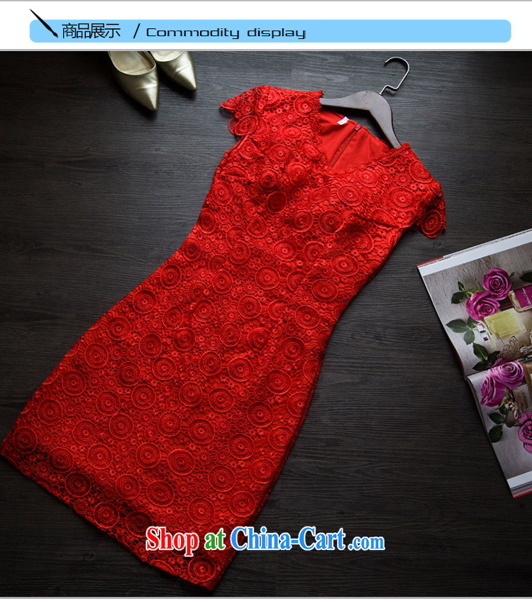 Bridal red wedding toast wedding clothes lace Chinese improved cultivation cheongsam dress summer 2015 New Red XXL pictures, price, brand platters! Elections are good character, the national distribution, so why buy now enjoy more preferential! Health