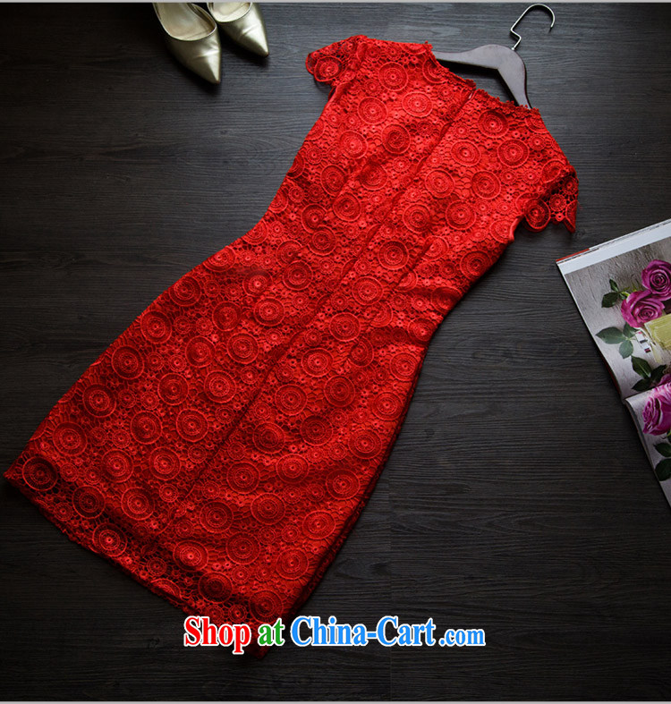 Bridal red wedding toast wedding clothes lace Chinese improved cultivation cheongsam dress summer 2015 New Red XXL pictures, price, brand platters! Elections are good character, the national distribution, so why buy now enjoy more preferential! Health