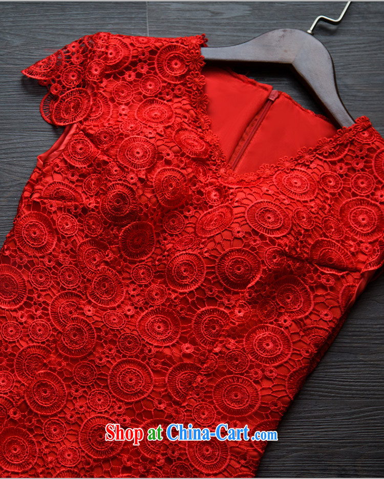 Bridal red wedding toast wedding clothes lace Chinese improved cultivation cheongsam dress summer 2015 New Red XXL pictures, price, brand platters! Elections are good character, the national distribution, so why buy now enjoy more preferential! Health