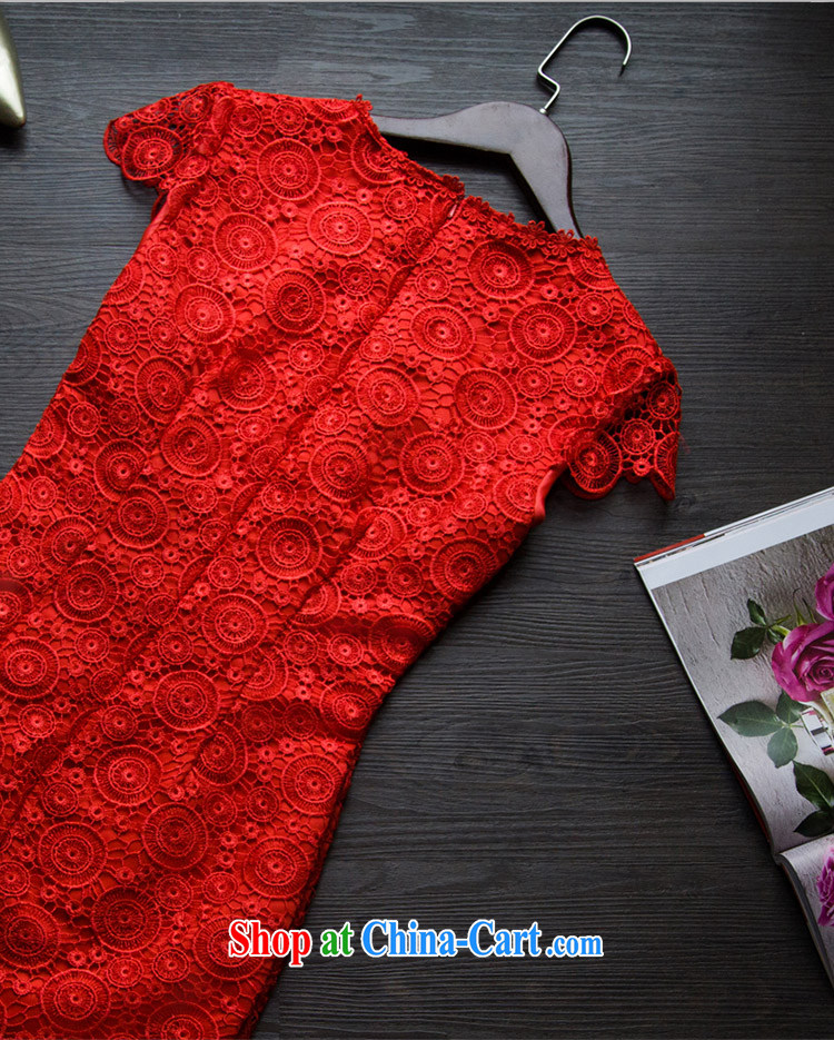 Bridal red wedding toast wedding clothes lace Chinese improved cultivation cheongsam dress summer 2015 New Red XXL pictures, price, brand platters! Elections are good character, the national distribution, so why buy now enjoy more preferential! Health