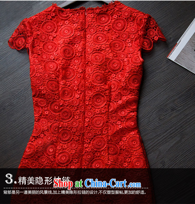 Bridal red wedding toast wedding clothes lace Chinese improved cultivation cheongsam dress summer 2015 New Red XXL pictures, price, brand platters! Elections are good character, the national distribution, so why buy now enjoy more preferential! Health