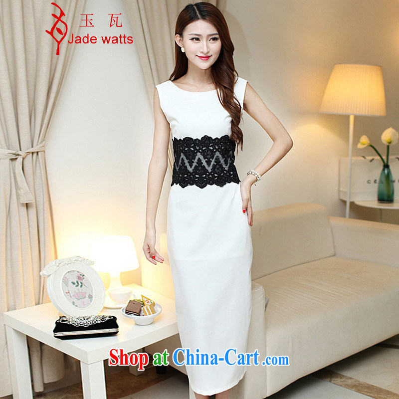 Yu w 2015 summer sense of beauty dresses back exposed the forklift truck package and long skirt Evening Dress 4051 white L
