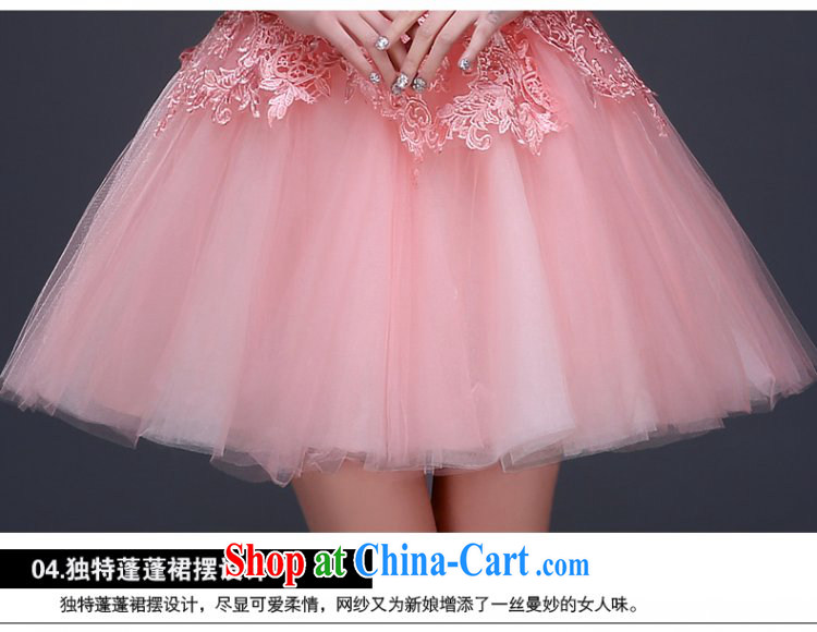 2015 new banquet dress short shaggy dress pink bridal toast clothing bridesmaid summer uniform tie lace pink XL pictures, price, brand platters! Elections are good character, the national distribution, so why buy now enjoy more preferential! Health