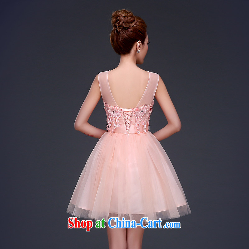 2015 new banquet dress short, Shaggy dress pink bridal toast clothing bridesmaid summer uniforms tied with lace pink XL Ting, Beverly (tingbeier), online shopping