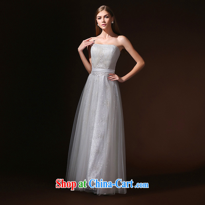 According to Lin Sha high-end custom Smoke Gray bare chest dress bride wedding toast serving birthday dinner long evening dress gray M