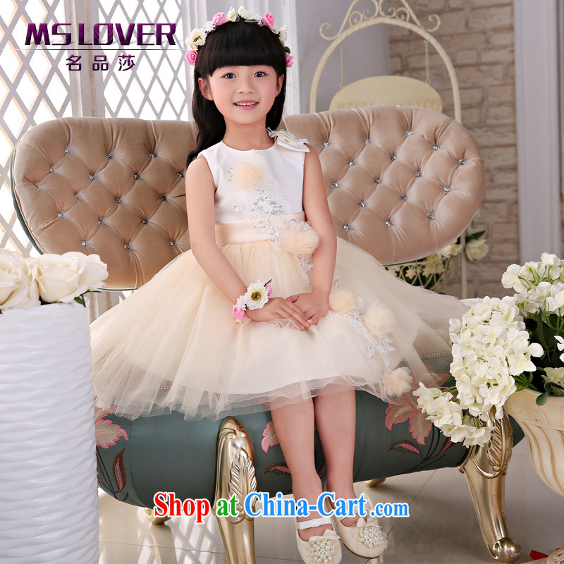 2015 MSLover new flower dress children dance stage dress wedding dress TZ 1505040 white 14 yards