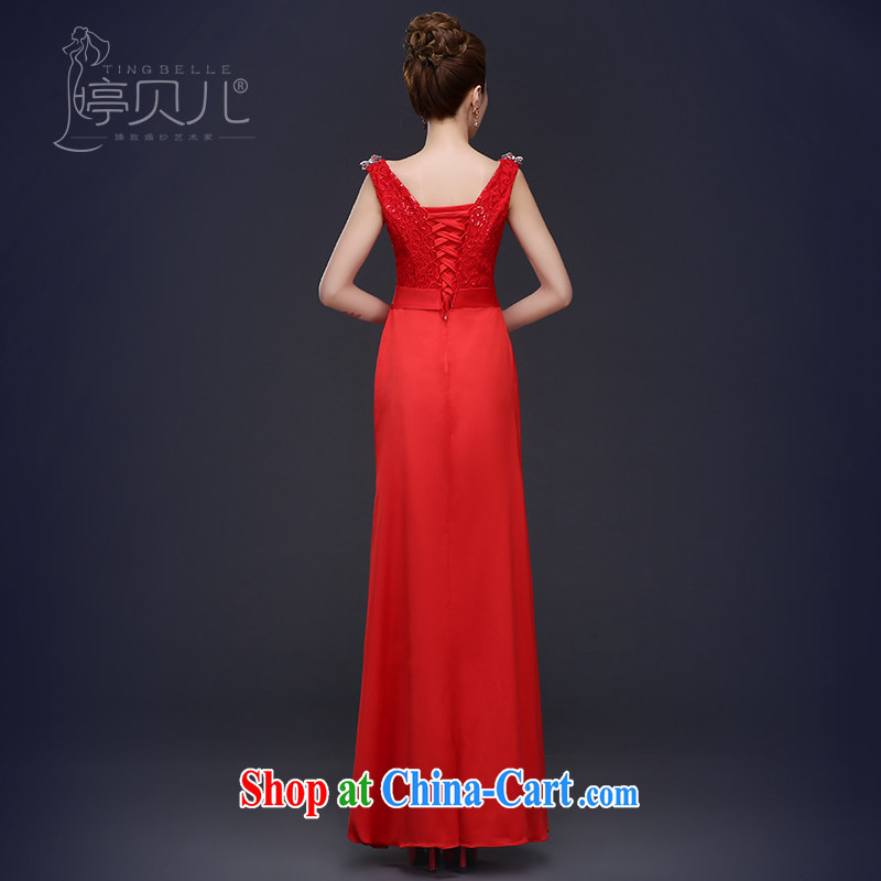 Toasting service summer 2015 new dual-shoulder dress bridal wedding bridesmaid beauty service long banquet dress girl, red XL Ting, Beverly (tingbeier), online shopping
