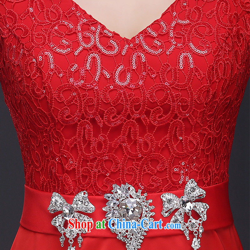 Toasting service summer 2015 new dual-shoulder dress bridal wedding bridesmaid beauty service long banquet dress girl, red XL Ting, Beverly (tingbeier), online shopping