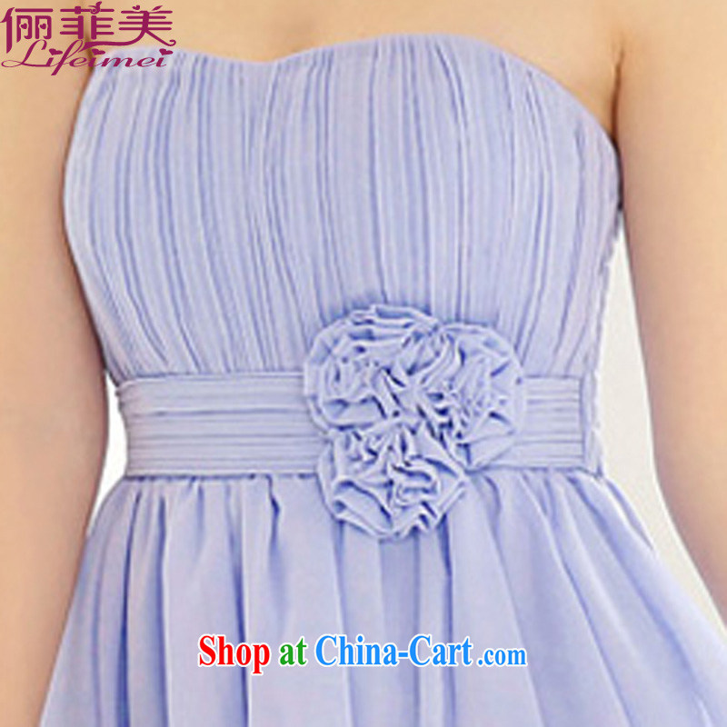 The package mail stylish simplicity and bare chest and feel your shoulders high waist three-dimensional MANUAL LUMBAR Flower Snow woven bridesmaid dress celebration snow woven dresses blue-violet are code F, bring about Philippines and the United States,