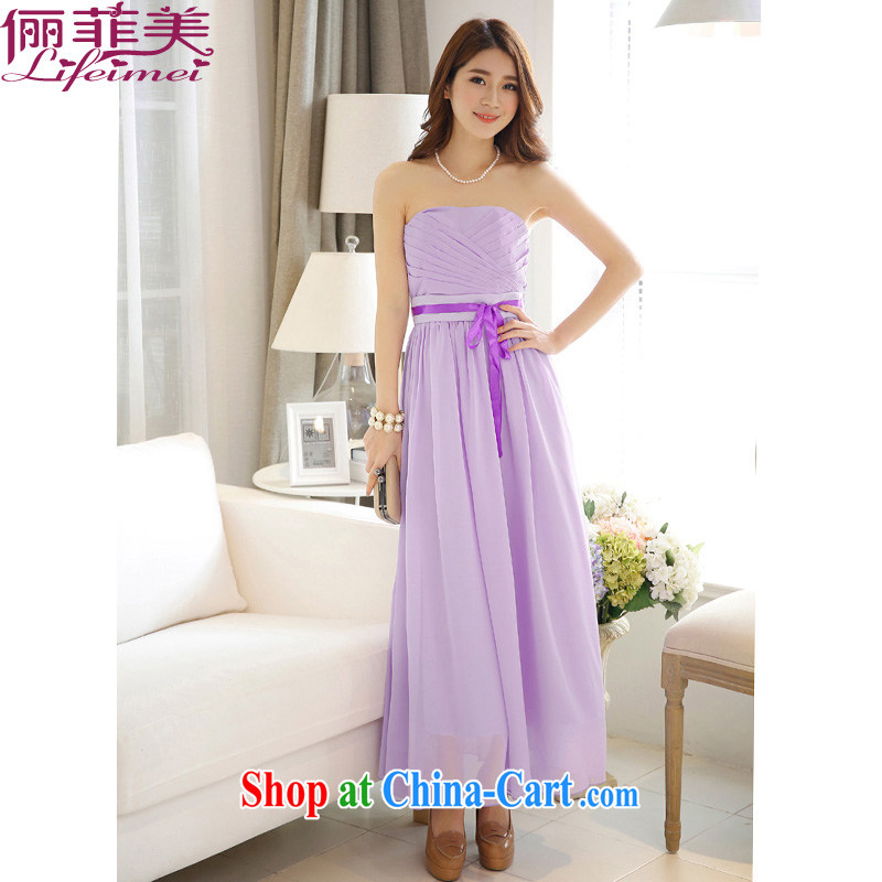 The package mail stylish and simple Erase chest shoulder high waist with stars, snow-woven bridesmaid dresses the dresses purple long,