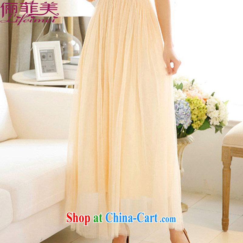 The package-style shoulders Korean style lady Web yarn Princess dress with her sister dress Evening Show dresses champagne color long, an Philippines and the United States, shopping on the Internet