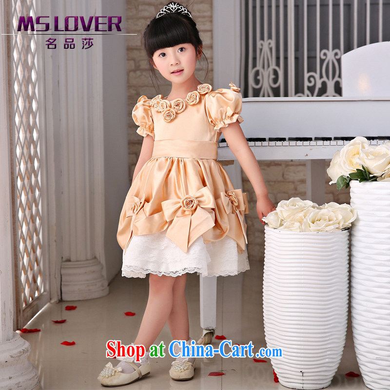 2015 MSLover new flower dress children dance stage dress wedding dress TZ 1505051 champagne color 8