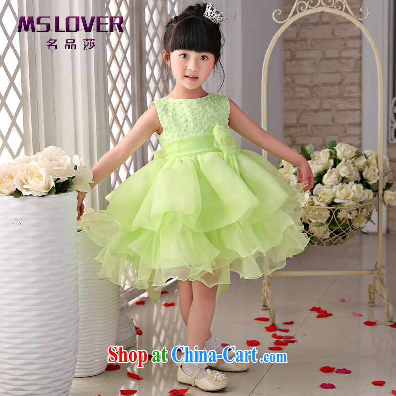 2015 MSLover new flower dress children dance stage dress wedding dress TZ 1505054 fruit green 14 yards