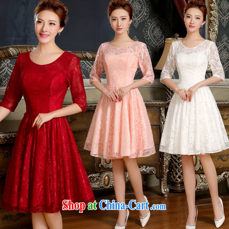 2015 new round-collar, cuff bridal toast clothing bridesmaid clothing trendy Korean video thin lace, dresses summer wine red XXL, married love, online shopping