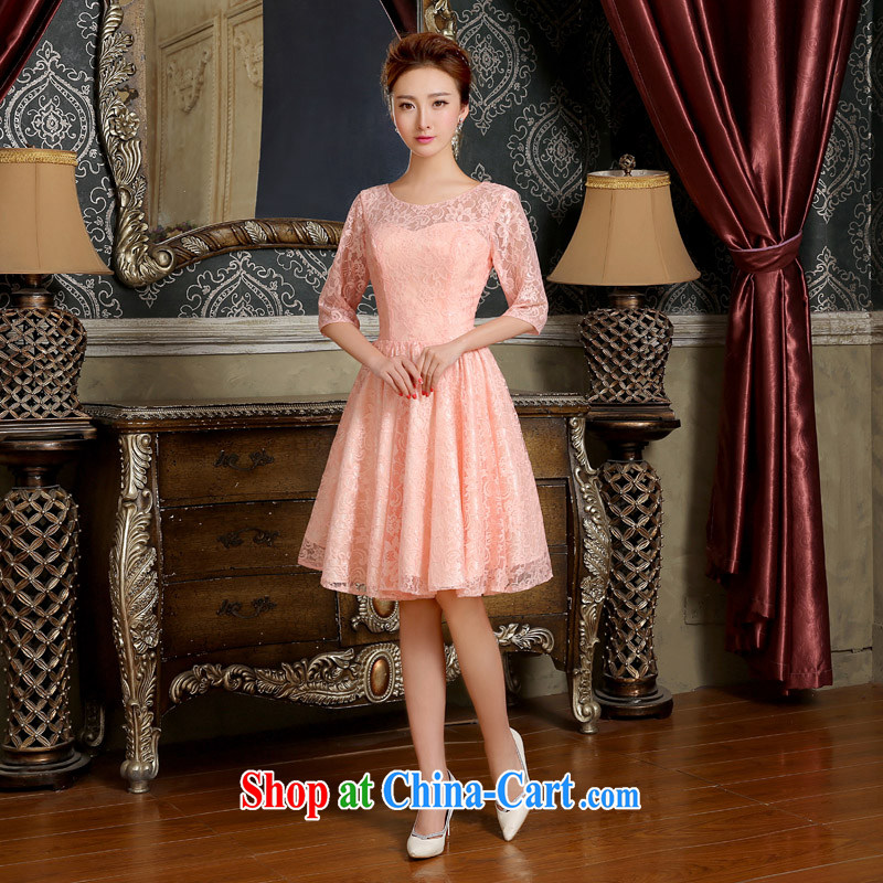 2015 new round-collar, cuff bridal toast clothing bridesmaid clothing trendy Korean video thin lace, dresses summer wine red XXL, married love, online shopping