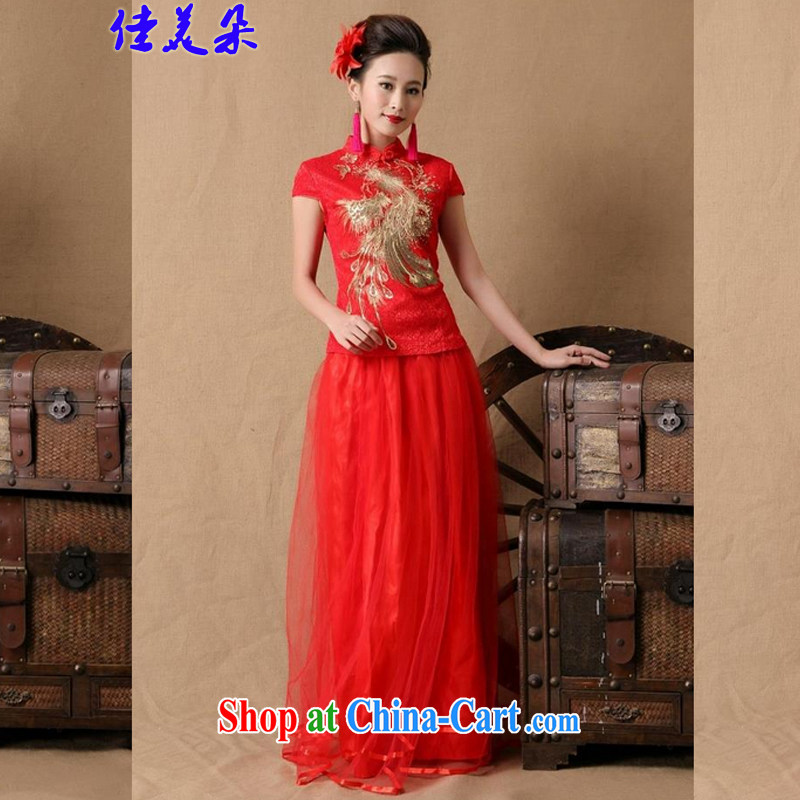 Good flower 2015 bridal wedding ceremony cheongsam dress red bows, dress fashion 6648 #red XL, a flower (JIA MEI DUO), and shopping on the Internet