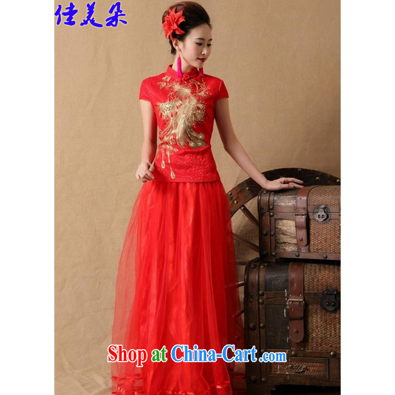 Good flower 2015 bridal wedding ceremony cheongsam dress red bows, dress fashion 6648 #red XL, a flower (JIA MEI DUO), and shopping on the Internet