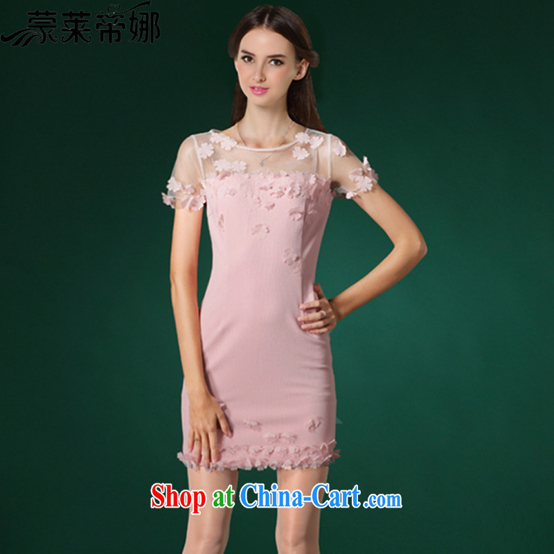 Tony Blair, in Dili, 2015 summer new manual high-end three-dimensional petal beauty dresses small dress 667 pink XL, Tony Blair, in Dili, and shopping on the Internet