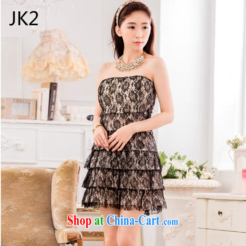JK 2sexy night dress show off chest lace Princess dress skirt 9642 apricot XXXL