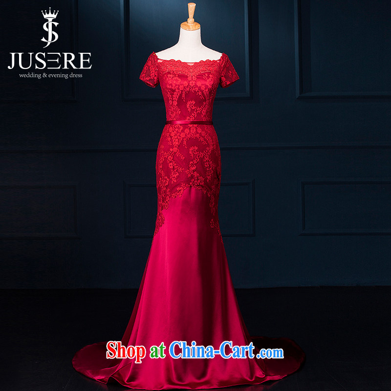 It is not the JUSERE high-end wedding dresses festive Red Cross Society of China won a toast service dress uniforms the uniform lace stamp small tail red tailored