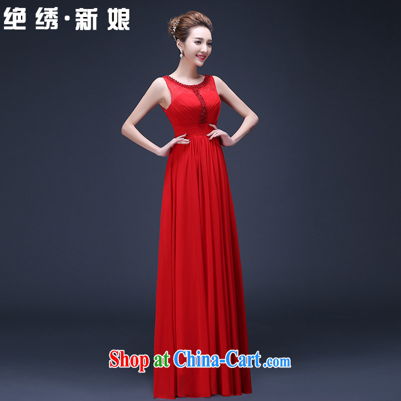 Spring 2015 new Korean Beauty long, large, red, double-shoulder marriages toast annual service dress red tailored does not return, it is embroidered bridal, shopping on the Internet