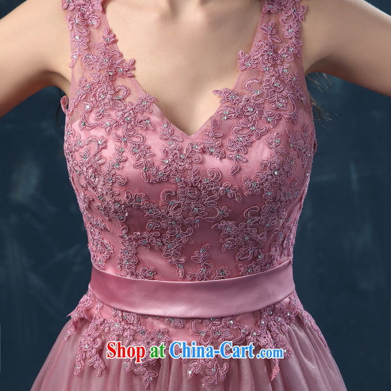 2015 new dual-shoulder V collar floral dress bridal toast serving long high-end bridesmaid clothing dresses summer pink XXL (graphics thin dress), Nicole Kidman (Nicole Richie), online shopping