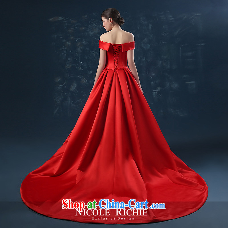 2015 new wedding dress summer bridal toast and serve the long red field shoulder banquet dress tied with a red XXL (graphics thin dress), Nicole (Nicole Richie), online shopping