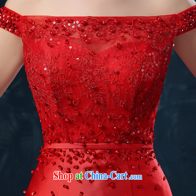 2015 new summer bridal toast serving long, a shoulder-waist crowsfoot banquet dress red wedding dress red XXL (graphics thin dress), Nicole Kidman (Nicole Richie), online shopping