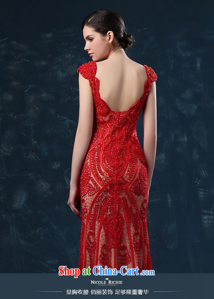 2015 new wedding dresses bridal wedding toast at Merlion serving long dual-shoulder V-neck strap banquet dress red XXL (graphics thin dress) pictures, price, brand platters! Elections are good character, the national distribution, so why buy now enjoy more preferential! Health
