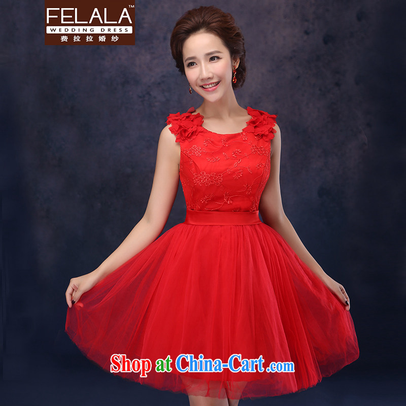 Ferrara dress 2014 New Red bridal short wedding toast clothing dress Princess bridesmaid dresses small red M Suzhou shipping, La wedding (FELALA), online shopping