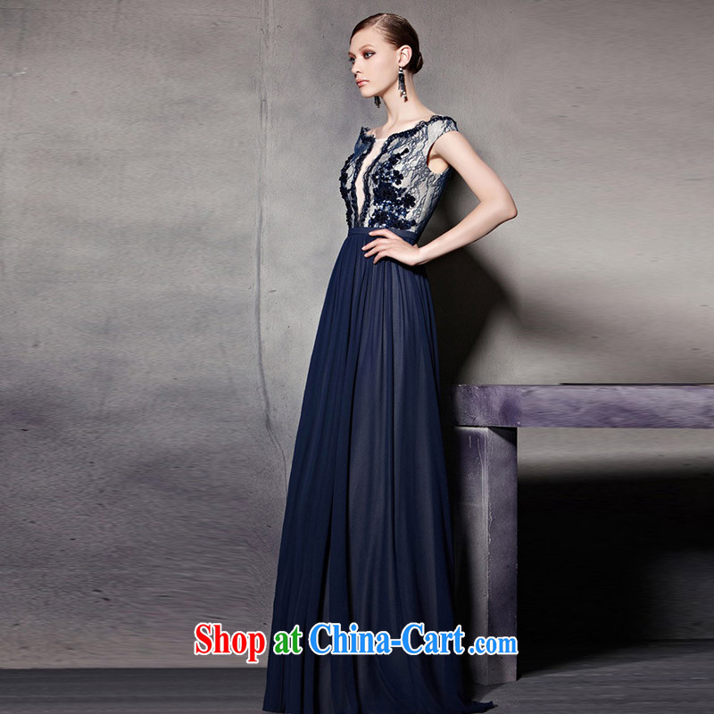 Creative Fox Evening Dress blue floral double-shoulder, Evening Dress evening dress uniform toast the shoulder fall dress appearances dress courtesy service 30,525 pictures color XXL, creative Fox (coniefox), online shopping