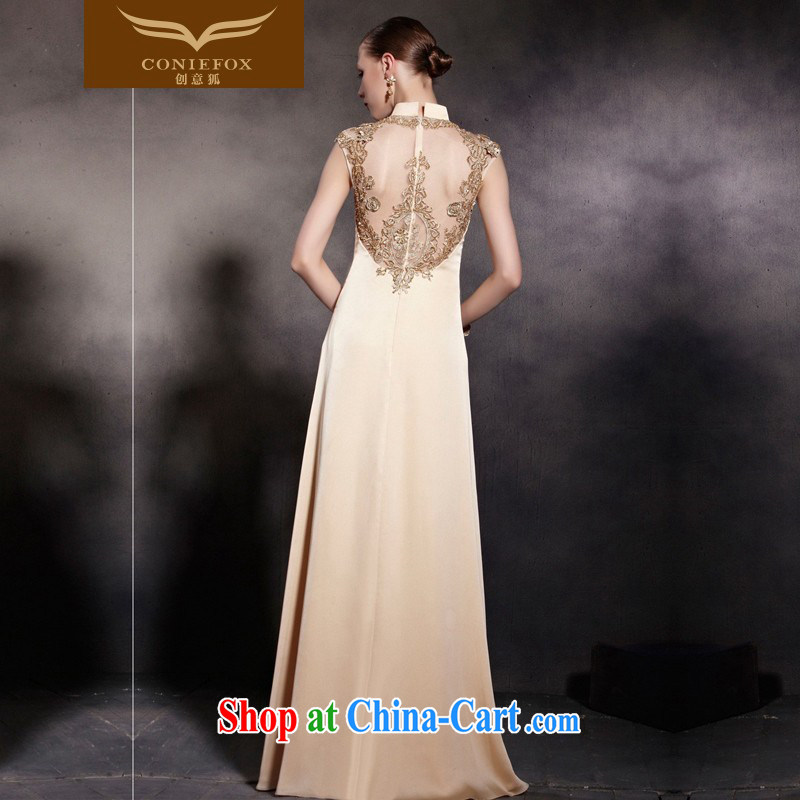 Creative Fox Evening Dress New Gold cheongsam dress Evening Dress toast clothing retro fall to dress the annual concert dress welcome serving 81,898 picture color XXL, creative Fox (coniefox), online shopping