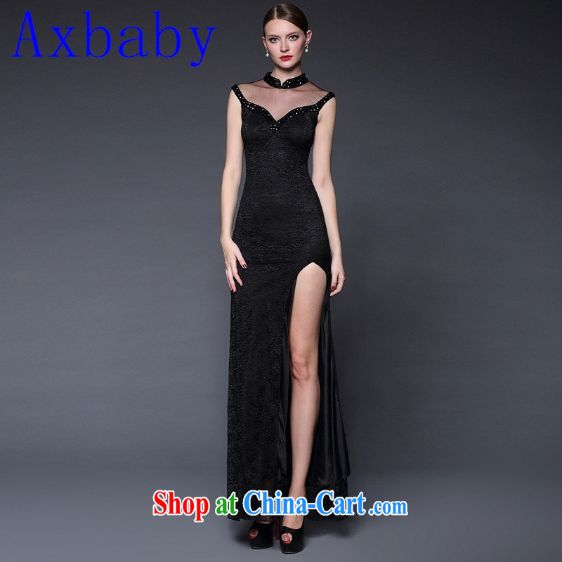 2015 Axbaby new stitching lace manually staple Pearl dresses long, open the truck beauty dress dresses W 0143 white, code, and love was Babe (Axbaby), shopping on the Internet