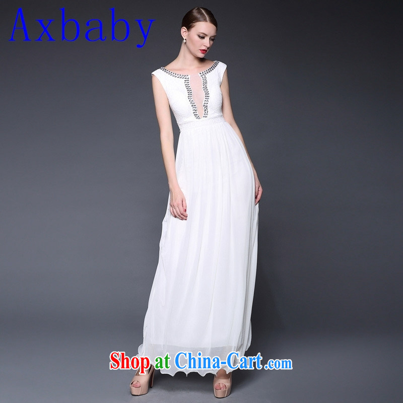 In Europe and America Axbaby stylish 2015 summer new goddess elegant wind long evening dress dresses W 0227 white, code, and love was Abebe Bikila (Axbaby), online shopping