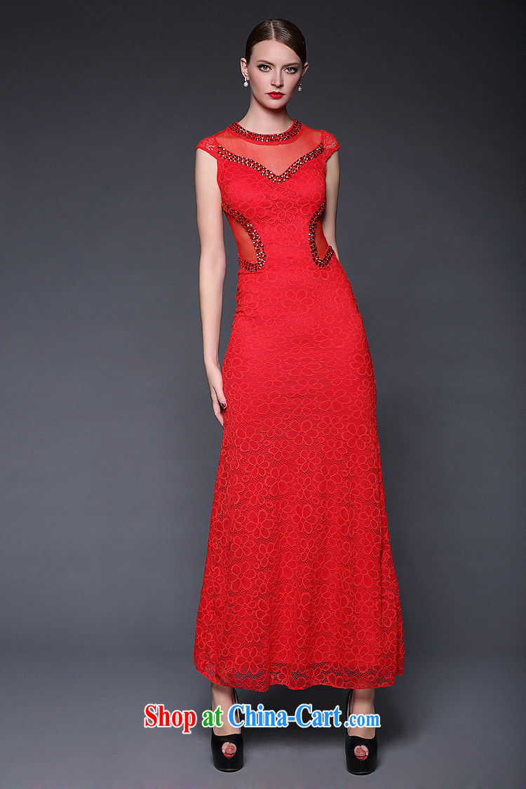 Europe Axbaby 2015 new summer lace nails pearl cultivation, qipao dress dresses W 0389 red are code pictures, price, brand platters! Elections are good character, the national distribution, so why buy now enjoy more preferential! Health