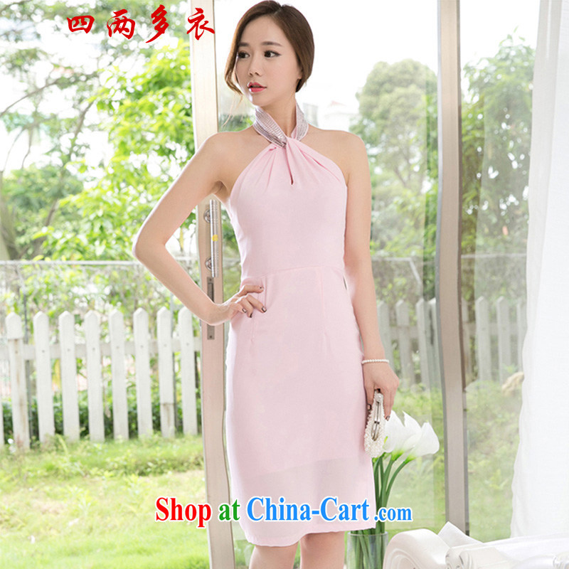 42 multi-yi 2015 summer Korean style beauty female OL sexy hang also dresses package and dress long skirt 1659 pink XL