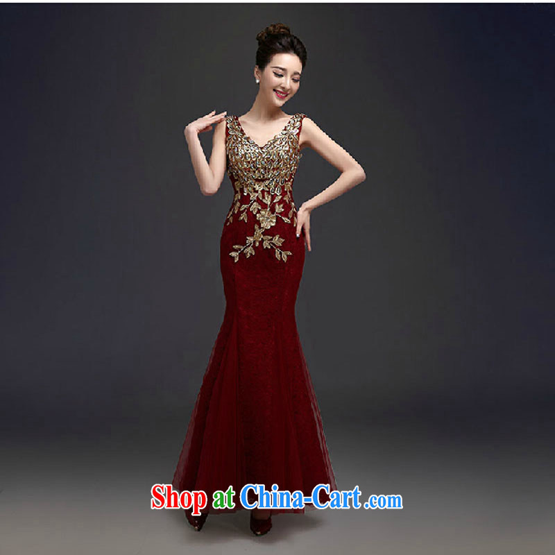 Dress long 2015 new bride toast wedding dress shoulders lace Phoenix sexy exposed back banquet service red XXXL, pure bamboo love yarn, and shopping on the Internet