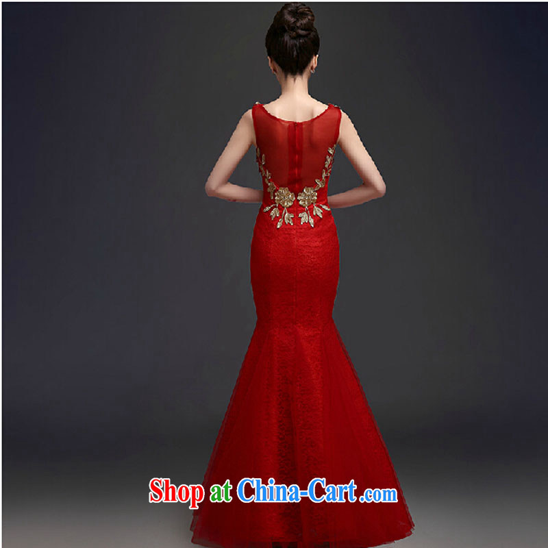Dress long 2015 new bride toast wedding dress shoulders lace Phoenix sexy exposed back banquet service red XXXL, pure bamboo love yarn, and shopping on the Internet