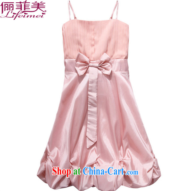 The e-mail package, Japan, and South Korea edition summer hanging with only the princess the chest pressure hem the waist larger lantern skirt small dress dresses pink XXXL, bring about Philippines and the United States, shopping on the Internet