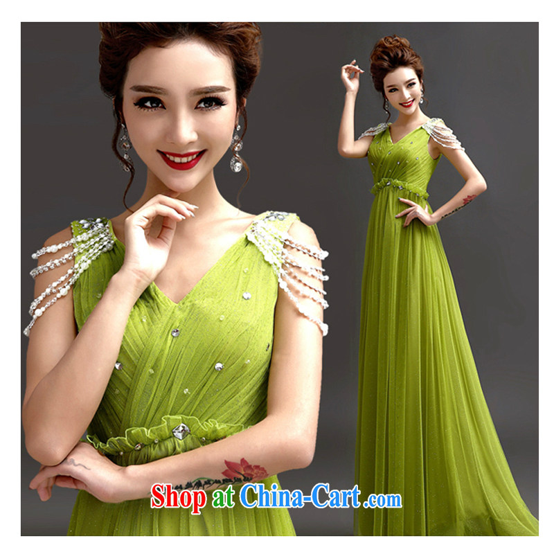 White first about the betrothal service green lace Deep v collar marriages served toast wedding long dinner banquet Dinner Evening Dress green L, white first about, shopping on the Internet