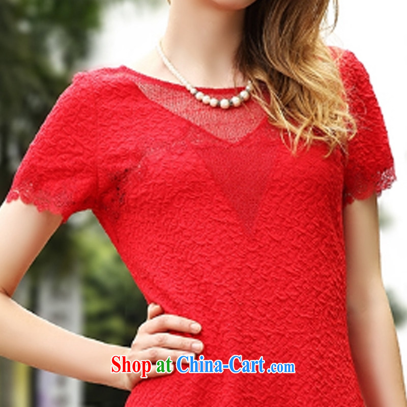 Fees M Lai 2015 summer new female French lace sexy jacquard embroidery dresses small dress red L, M Lai (Fullmele), and shopping on the Internet