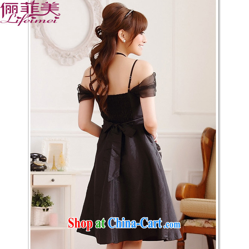 The package-XL only the princess the chest three-dimensional flower waist high-waist mini-your shoulders lifted palace with collapse shoulder the pressure hem dress dress black XXXL, bring about Philippines and the United States, and on-line shopping
